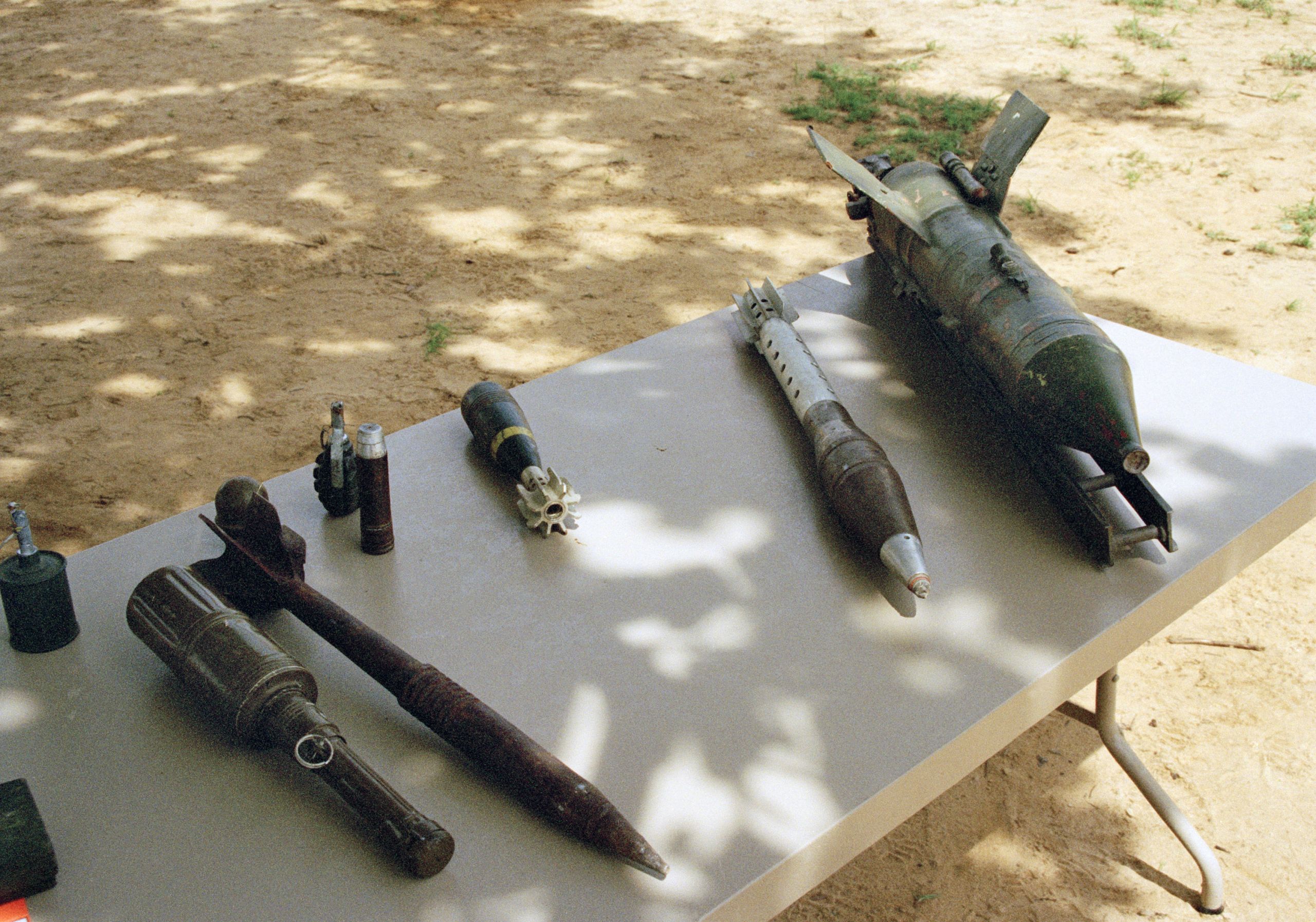 A display of weapons. 26 March 1996 Luanda, Angola.UN Photo/John Charles Monua