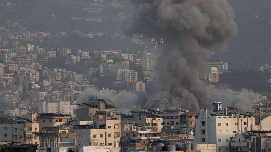 Smoke rises after an airstrike in a southern suburb of Beirut, the Lebanese capital.