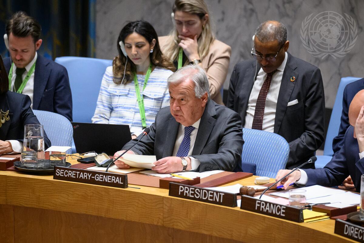Secretary-General António Guterres addresses the Security Council meeting on the situation in the Middle East, including the Palestinian question. Secretary-General António Guterres addresses the Security Council meeting on the situation in the Middle East, including the Palestinian question.