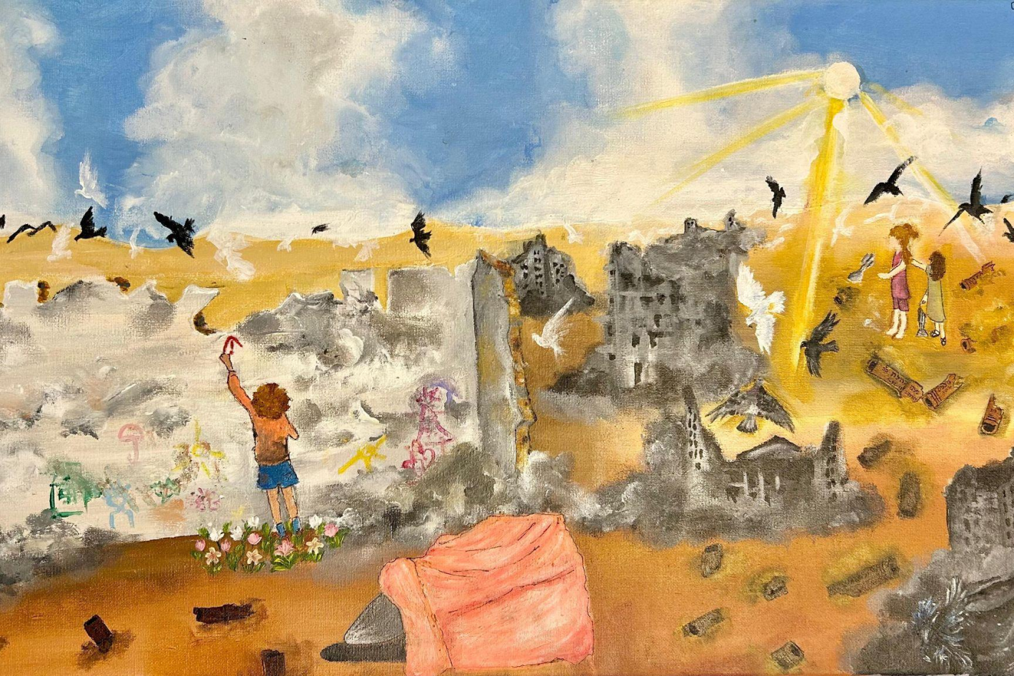 Painting by Malaka Young Artist in Gaza