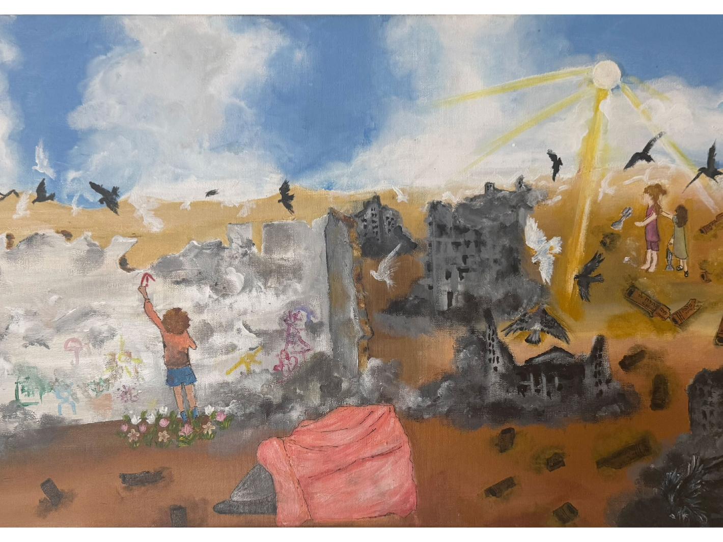 رسمتها ملك، غزة. طلاء على قماش.