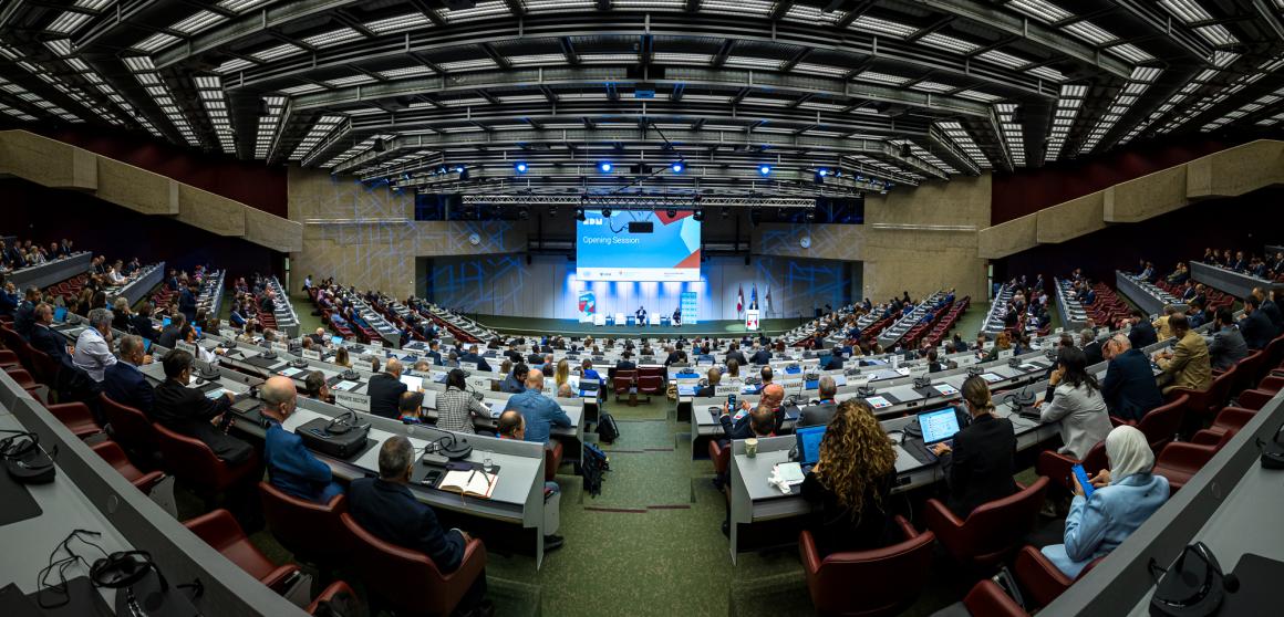 a wide-angle shot of a meeting hall